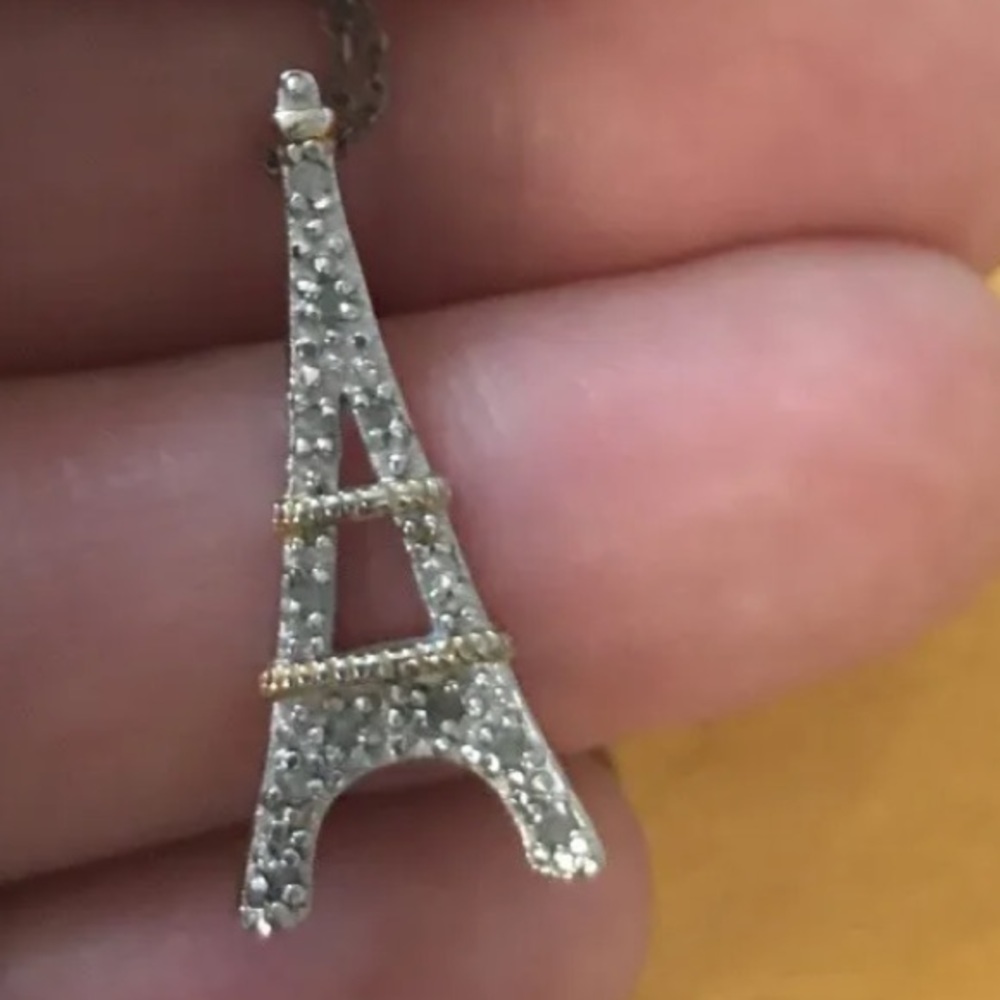Silver Paris Eiffel Tower Pendant Necklace 925